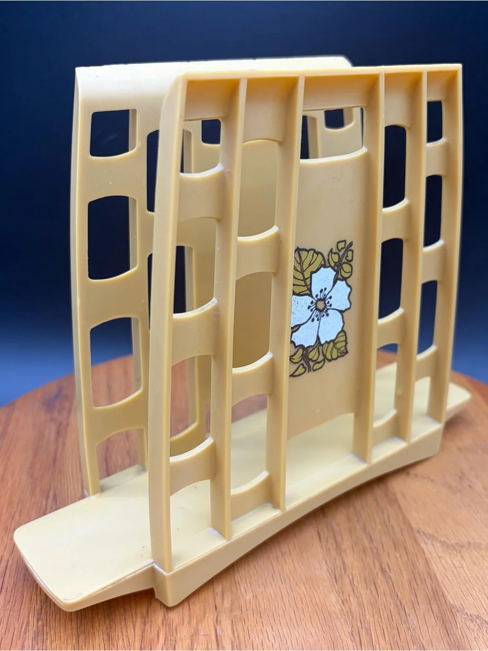 Vintage Retro Floral Mustard Yellow Napkin Holder Plastic MCM Cottagecore